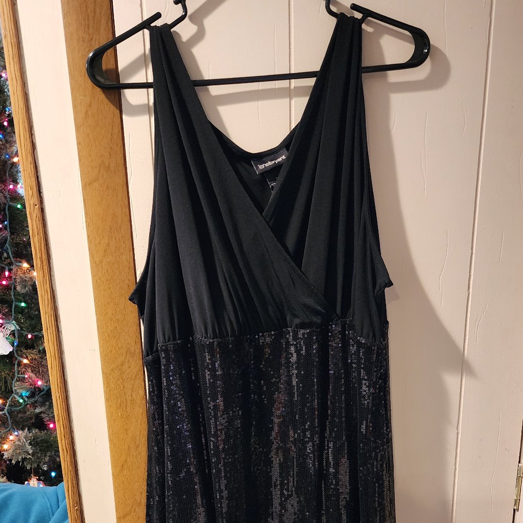 **Lane Bryant Black Sequin Chiffon Dress Size 20**